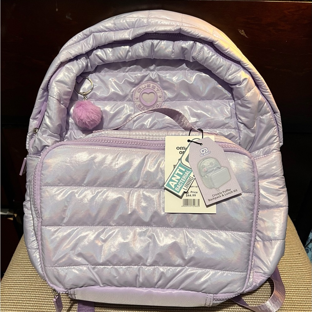 Kids Lilac Backpack with Pom Pom